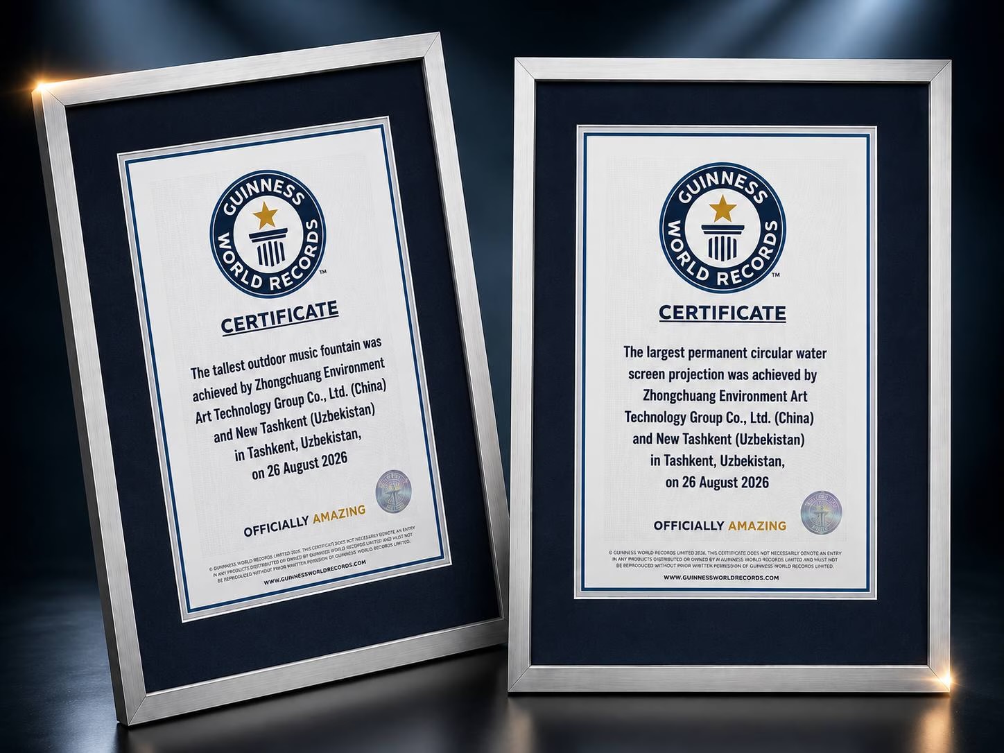Фонтан в Новом Ташкенте установил два рекорда Guinness