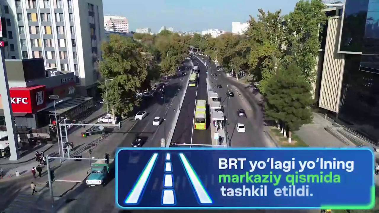 В Ташкенте открыли ещё почти километр выделенной полосы BRT на улице Шахрисабз